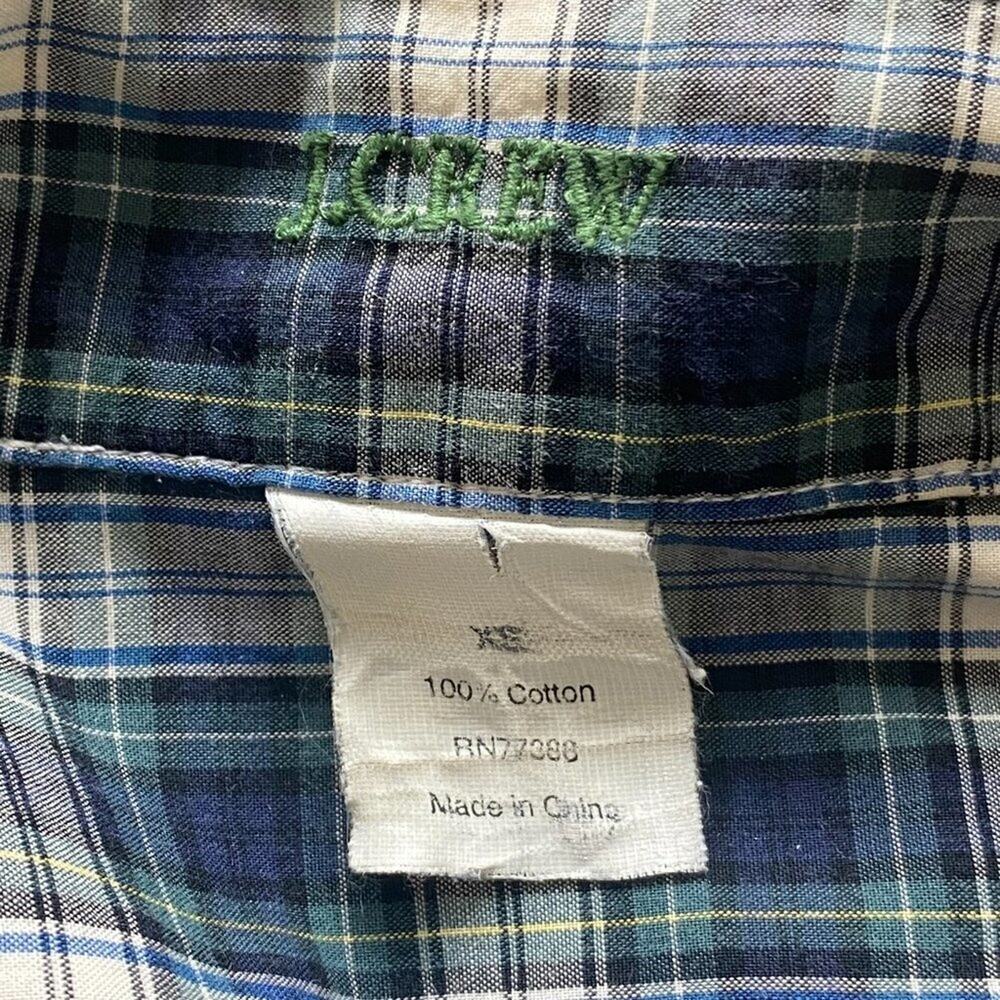 J. Crew Navy Tartan Plaid Ruffled Tuxedo Button Down Shirt Womens XS - Picture 6 of 6